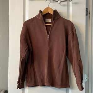 Wilfred Chocolate Zip-Up Sweater